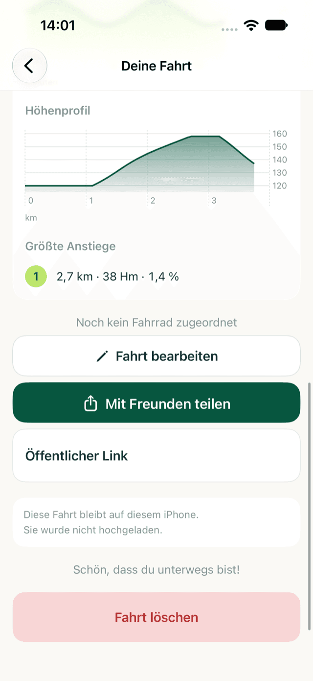 Einblicke mit Höhenprofil und Anstiegen